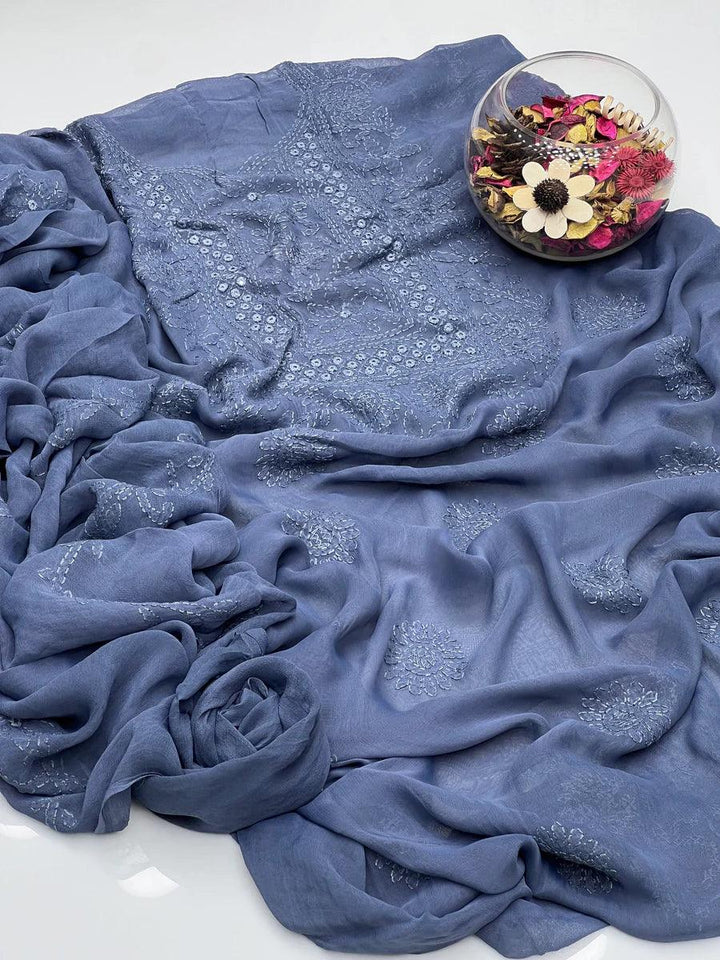 Shadow Sheesha Gala Work & Chikenkari 2 Pcs Dress BFchf001