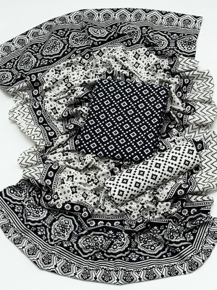 Ajrak Block Print 3 Pcs Lawn Suit with Neckline & Multani Khusa