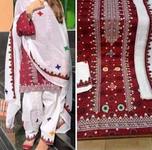 Ajrak Print Lawn Embroidered 3 Pcs Suits - Most Demanded Collection