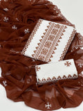 Cross Stich 9MM White Aari Embroidery 3 Pcs Lawn Suit with Multani Khusa