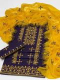Cross Stich 9mm Embroidery 3 Pcs Lawn Suit with Multani Khusa