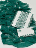 Cross Stich 9MM White Aari Embroidery 3 Pcs Lawn Suit with Multani Khusa