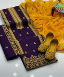 Cross Stich Aari Embroidery 3 Pcs Lawn Suit with Multani Khusa