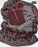 Ajrak Block Print 3 Pcs Lawn Suit with Neckline & Multani Khusa