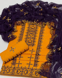 Cross Stich 9mm Embroidery 3 Pcs Lawn Suit with Multani Khusa