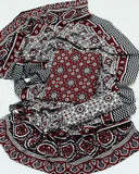 Ajrak Block Print 3 Pcs Lawn Suit with Neckline & Multani Khusa