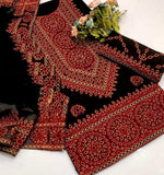 Unstiched 3 Pcs Lawn Balochi Tanka with 4 Side Border Dupatta with Multani Khusa