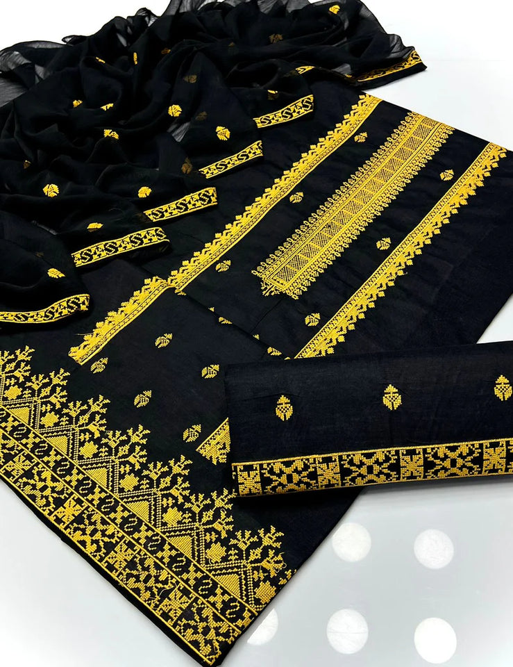 Cross Stich Aari Embroidery 3 Pcs Lawn Suit with Multani Khusa