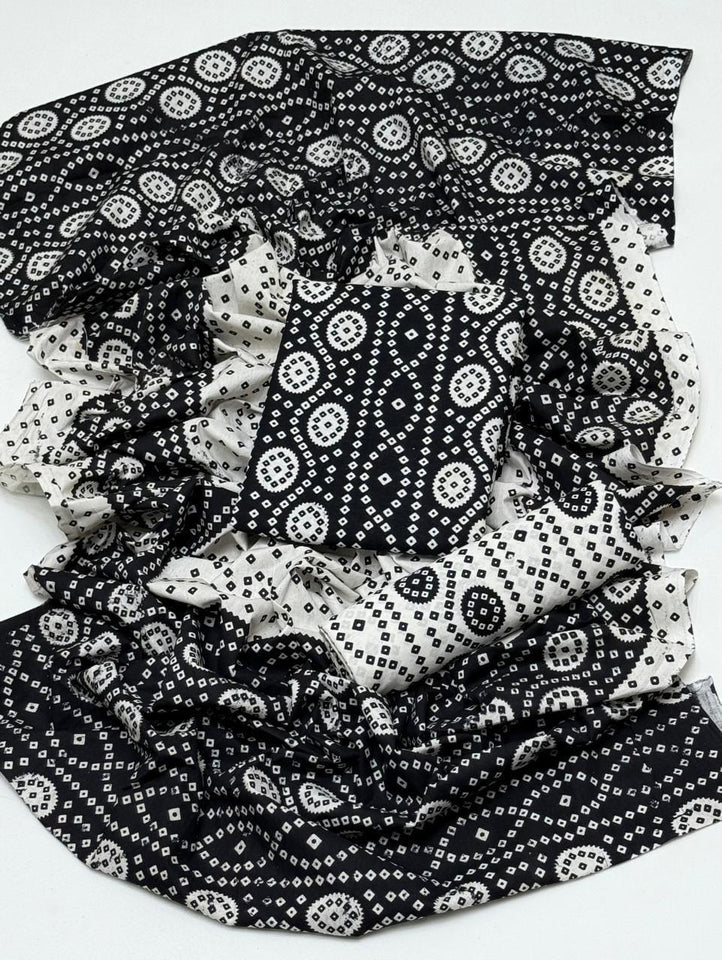 Ajrak Block Print 3 Pcs Lawn Suit with Neckline & Multani Khusa