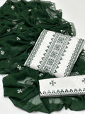 Cross Stich 9MM White Aari Embroidery 3 Pcs Lawn Suit with Multani Khusa