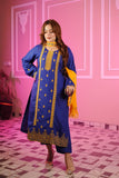Royal Blue Cross Stich Aari Embroidery 3 Pcs Lawn Suit with Multani Khusa