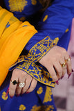 Royal Blue Cross Stich Aari Embroidery 3 Pcs Lawn Suit with Multani Khusa