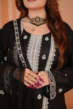 Black Cross Stich Aari Embroidery 3 Pcs Lawn Suit with Multani Khusa