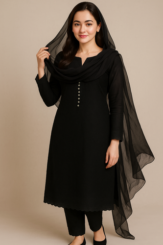 Muharram Special Chiken Embroided 3pc Dresses With Free Khussa 😍