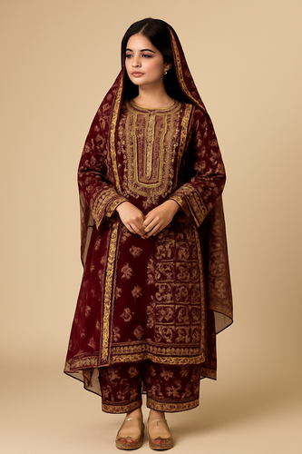 Organza Tissue Stuff 3 Pcs Suits with Multani Khussa