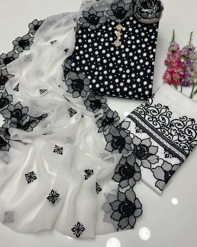 Polkadot Cut Work Lawn 3-Piece Dress